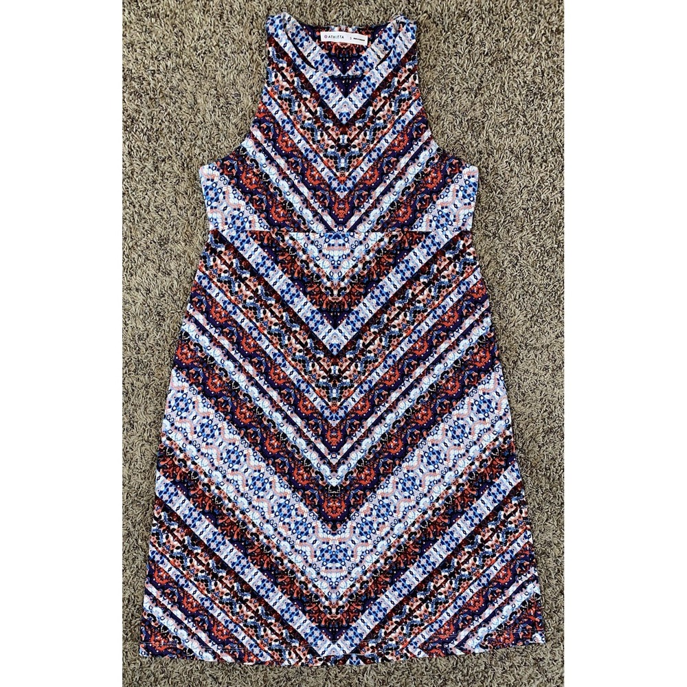 Athleta Dress Womens Small Multicolor Nomatic‎ Chevron Santorini Sleeveless